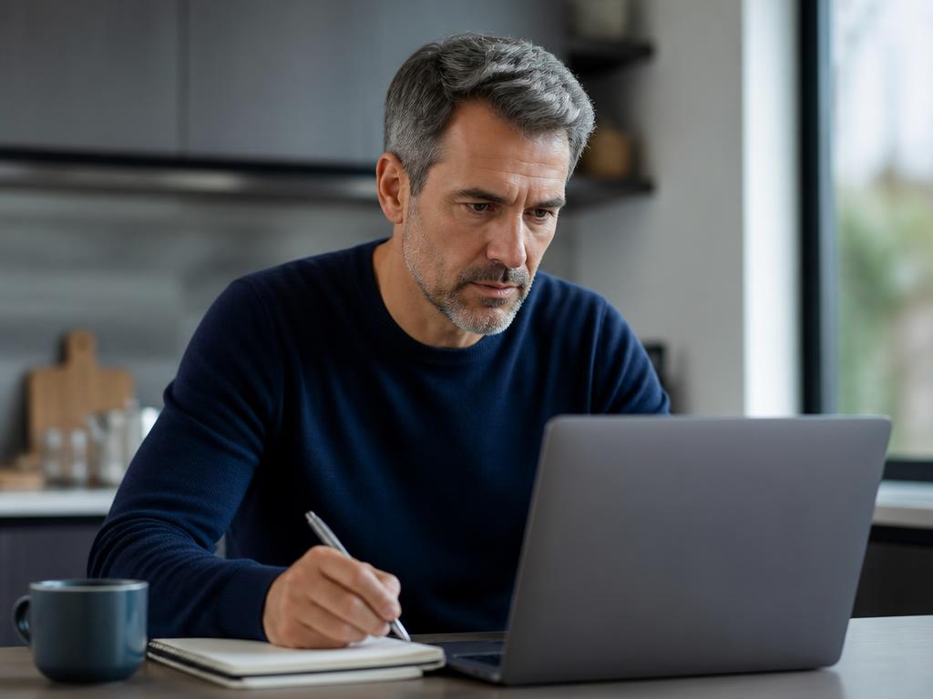 Une personne prépare sa candidature en ligne sur un ordinateur portable